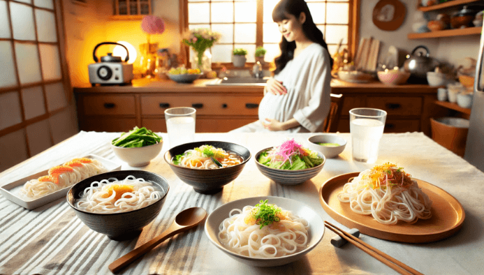 妊婦と麺類